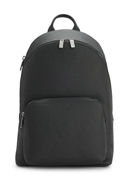 Backpack in grained Italian leather with smart sleeve