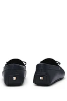 Grained-leather moccasins with driver sole