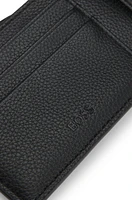 Grained faux-leather wallet with logo and signature stripe
