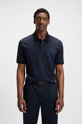 Mercerized-cotton polo shirt with floral jacquard