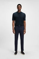 Collarless polo shirt a waffle cotton blend