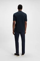 Collarless polo shirt a waffle cotton blend