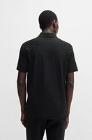 Cotton polo shirt with tonal monogram jacquard