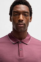 Cotton-silk polo shirt with stripe structure