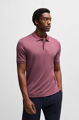 Cotton-silk polo shirt with stripe structure