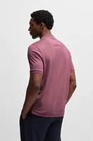 Cotton-silk polo shirt with stripe structure