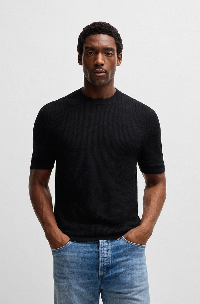 Silk sweater with knitted structure