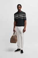 Knit polo silk and cotton with stripe details