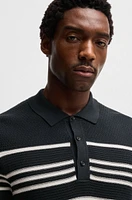 Knit polo silk and cotton with stripe details