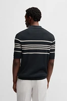 Knit polo silk and cotton with stripe details