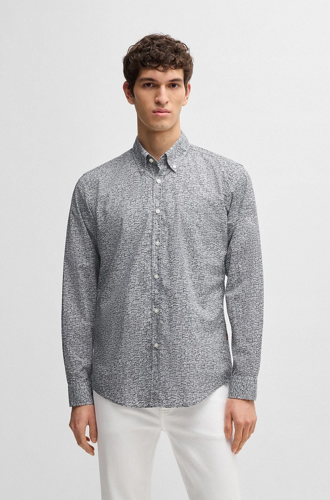 Regular-fit shirt printed cotton poplin
