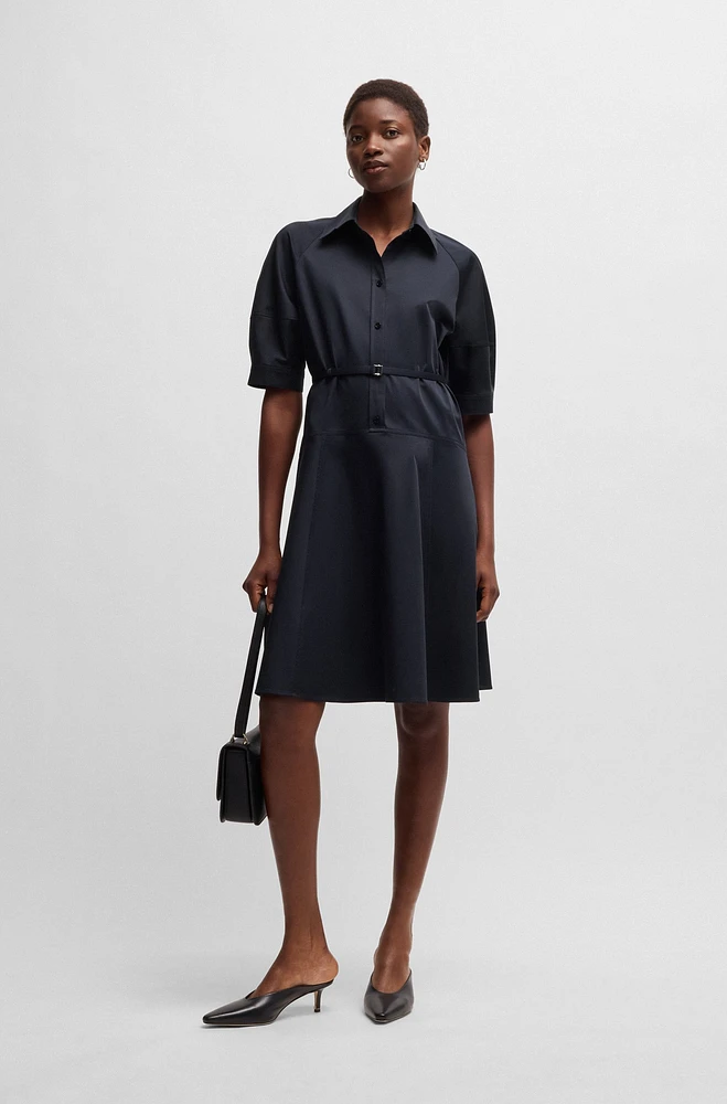 Shirt dress stretch cotton with half placket