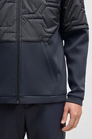 Hybrid sweatshirt with quilted upper body and mesh lining