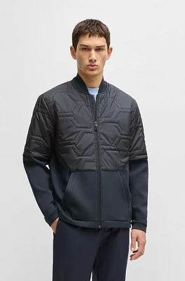 Hybrid sweatshirt with quilted upper body and mesh lining