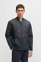 Hybrid sweatshirt with quilted upper body and mesh lining