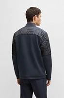 Hybrid sweatshirt with quilted upper body and mesh lining
