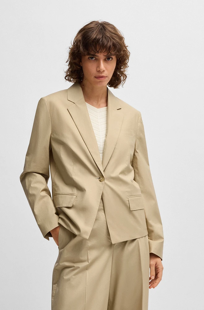 Single-button blazer airy stretch cotton