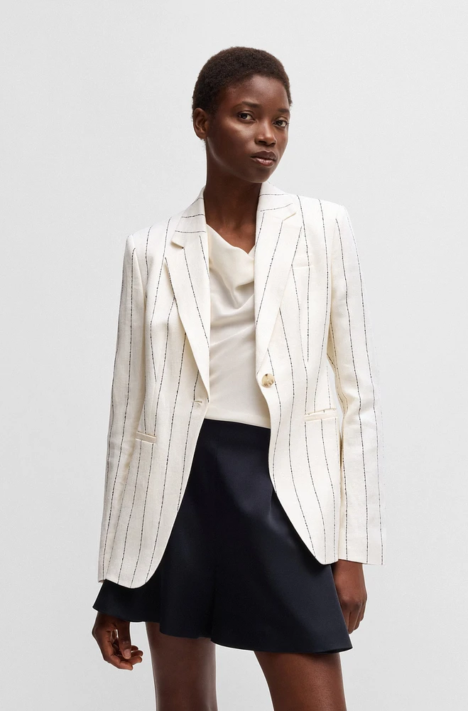 Slim-fit suit jacket striped linen-blend bouclé