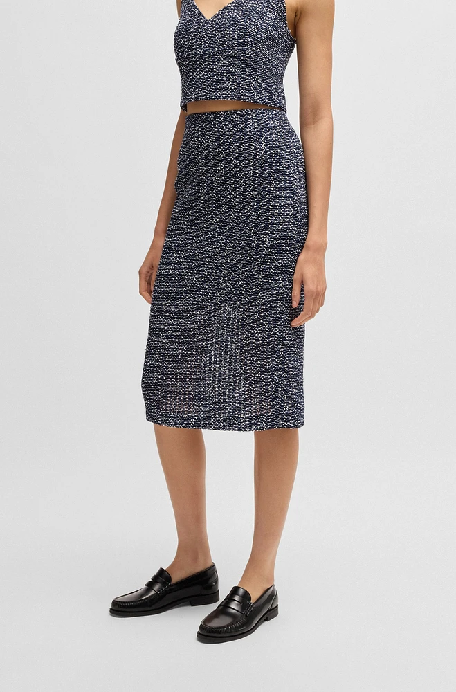 Pencil skirt two-tone crochet tweed