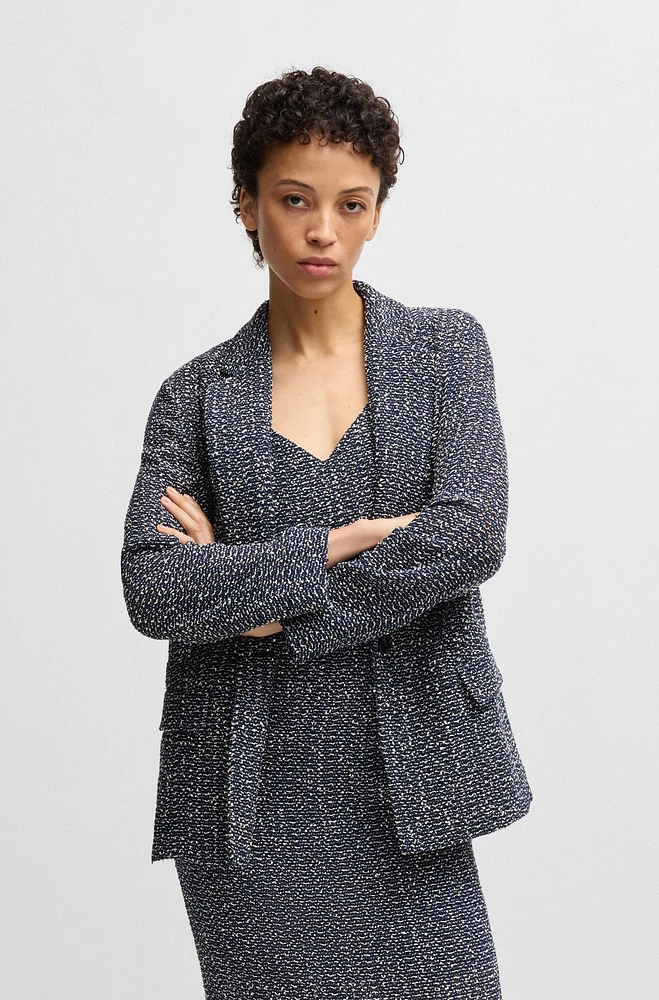 Relaxed-fit blazer two-tone crochet tweed