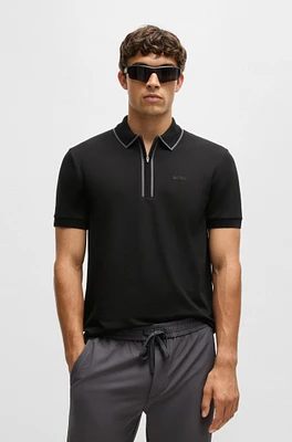 Stretch-cotton polo shirt with contrast stripes