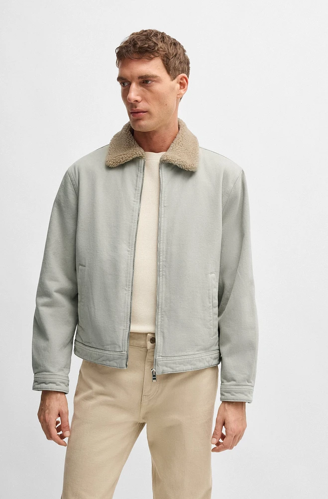 BOSS SELECTED BY BECKHAM Italian-denim jacket with borg collar