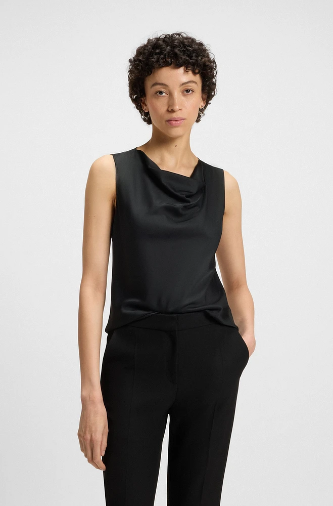 Sleeveless cowl-neck blouse stretch silk