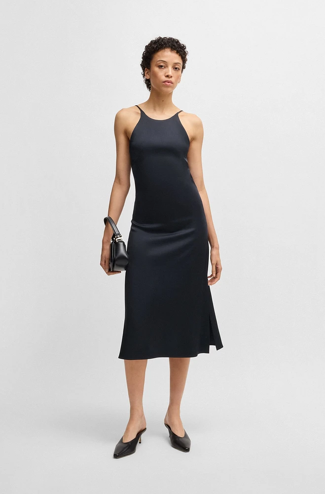 Twill dress with high neckline
