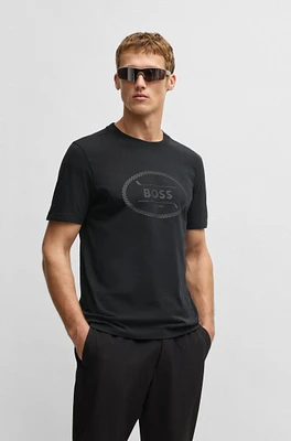 Cotton-jersey T-shirt with golf artwork and logo