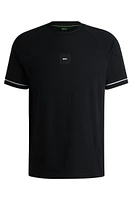 Stretch-cotton T-shirt with logo badge