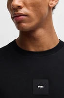 Stretch-cotton T-shirt with logo badge