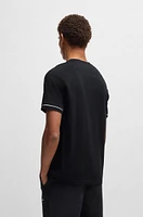 Stretch-cotton T-shirt with logo badge