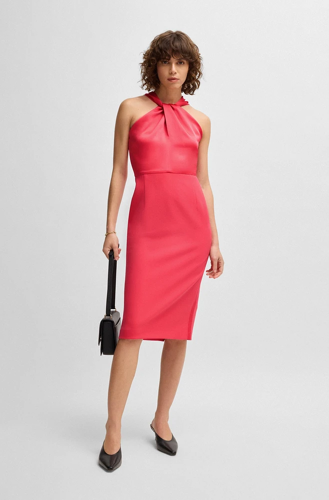 Twist-detail dress stretch fabric