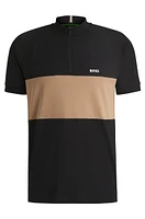 Active polo shirt with block stripe