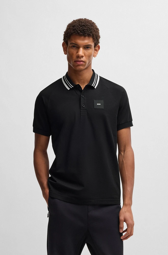 Paddy stretch-cotton polo shirt with striped collar