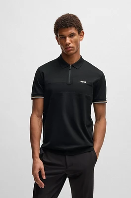Structured-cotton polo shirt with zip neck