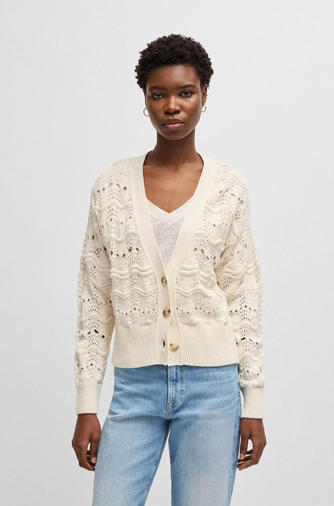 Open-knit cardigan a cotton blend