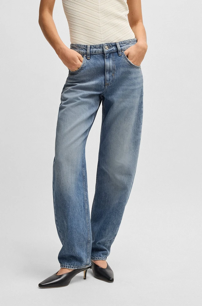 Barrel-leg jeans blue rigid denim