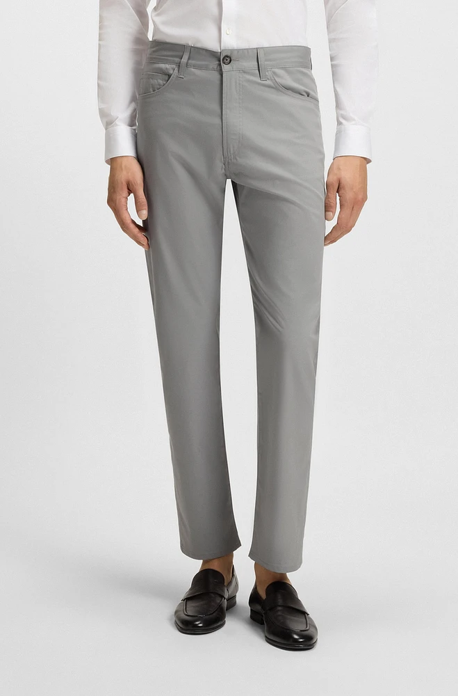 Slim-fit trousers cotton, silk and stretch