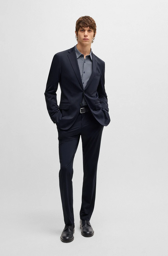 Slim-fit washable suit patterned performance-stretch fabric