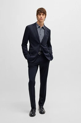 Slim-fit washable suit patterned performance-stretch fabric