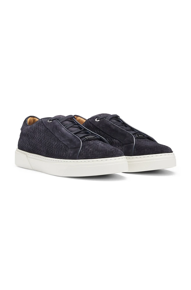 BOSS SELECTED BY SHOHEI OHTANI Gary woven-suede trainers with hidden laces