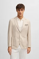 Silk-linen pocket square with contrast border