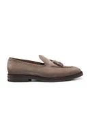 Suede loafers with tassel trim