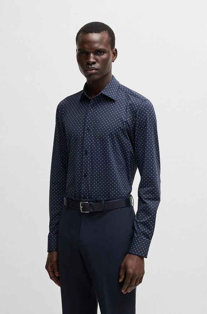 Slim-fit shirt geometric-print performance-stretch fabric