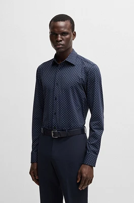 Slim-fit shirt geometric-print performance-stretch fabric