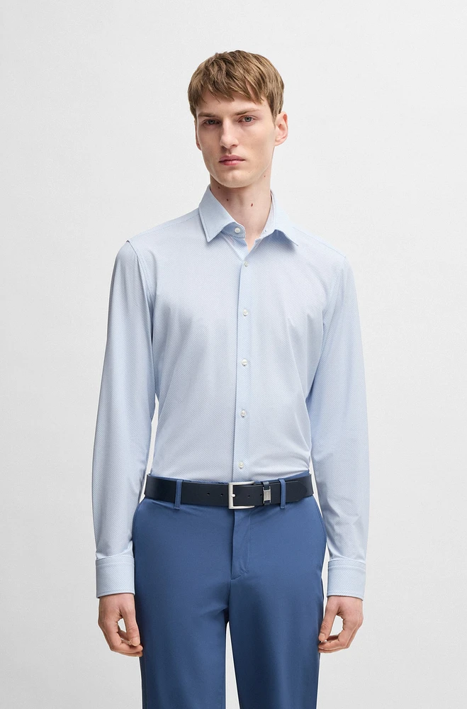 Slim-fit shirt structured performance fabric