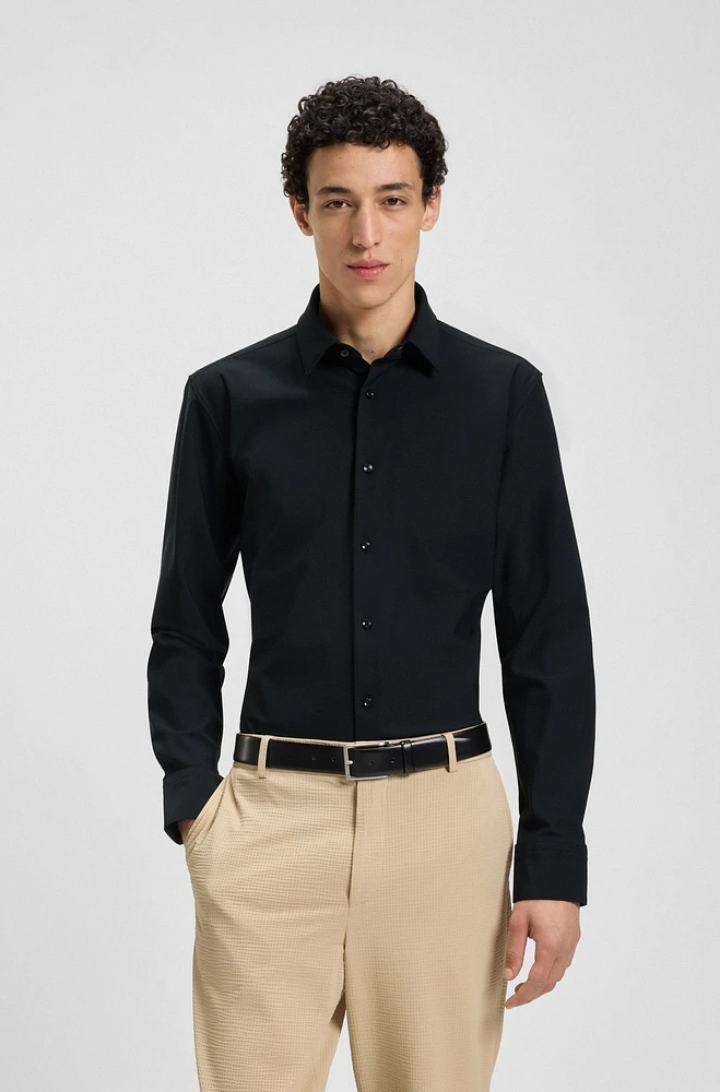 Slim-fit shirt structured performance-stretch jersey