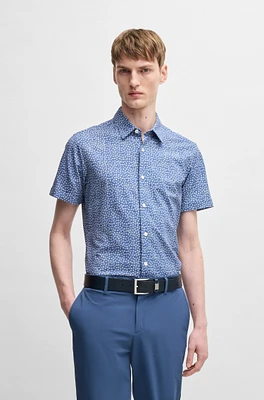 Slim-fit shirt floral-print performance fabric