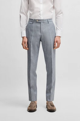 Slim-fit trousers striped wool and linen